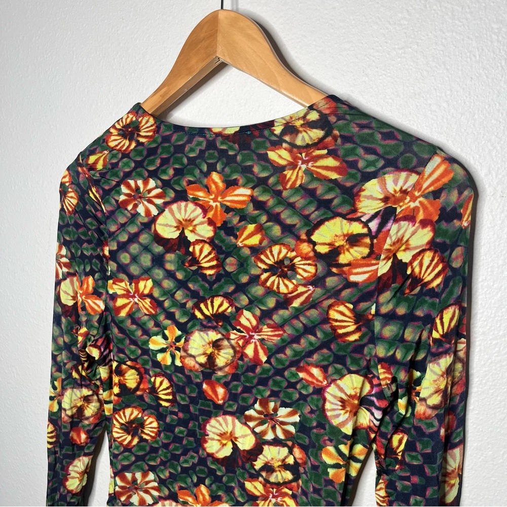 Ulla Johnson Evergreen Floral Mixed Print Ricci Long Sleeve Printed Jersey Top - Picture 9 of 11
